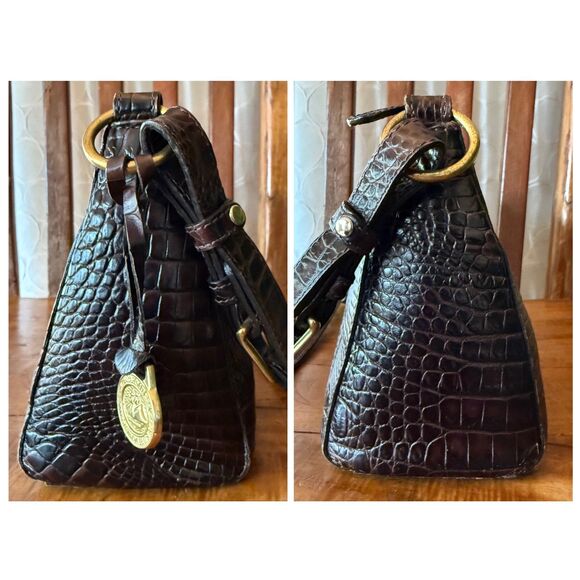 Brahmin Anytime Baguette Shoulder Bag – Melbourne Croc Embossed Leather Brown - Picture 5 of 17